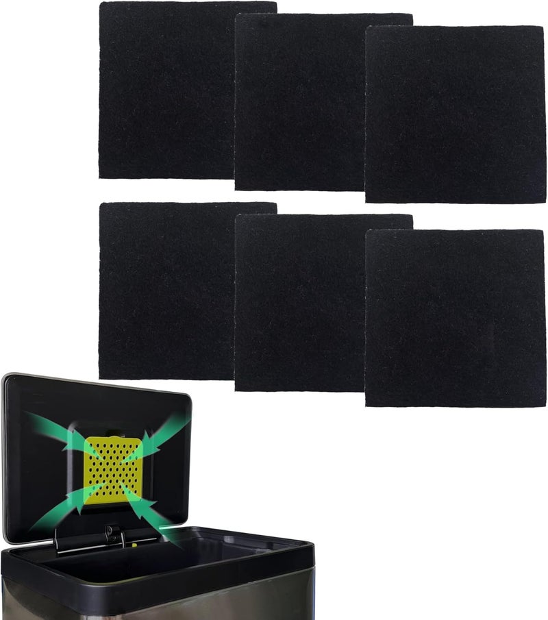 ShuRex 6 Pack Trash Can Odor Absorbing Filter Refills for EKO Garbage Cans, Activated Charcoal Deodorizer Compatible with EKO Step and Touchless Trash Cans with Built-in Filter Compartment - Image 1